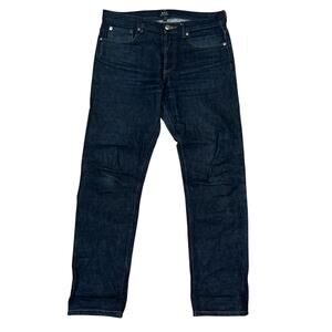 APC Petit Standard Selvedge Jeans 30 Tag 32x29 Button Fly Blue Raw Denim Fade